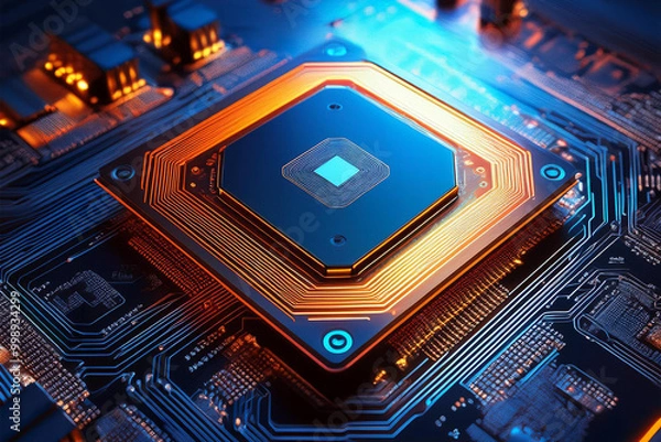 Fototapeta Processeur posé sur sa carte mère