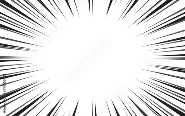 Fototapeta Manga comic effect banner with speed rays in retro style. black action line speed effect. cartoon stripes for decoration.