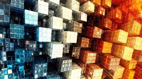 Obraz Abstract 3D Cube Art Collection: Geometric Designs, Textures, and Colorful Patterns