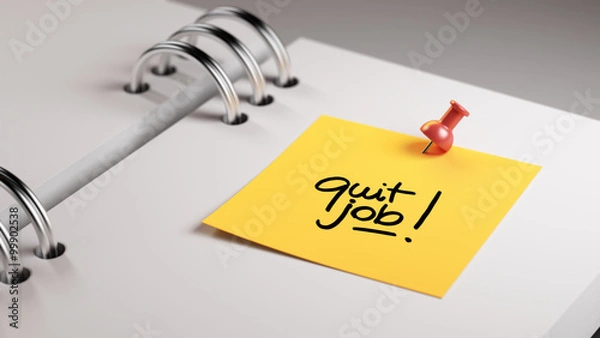 Obraz Closeup Yellow Sticky Note paste it in a notebook setting an app