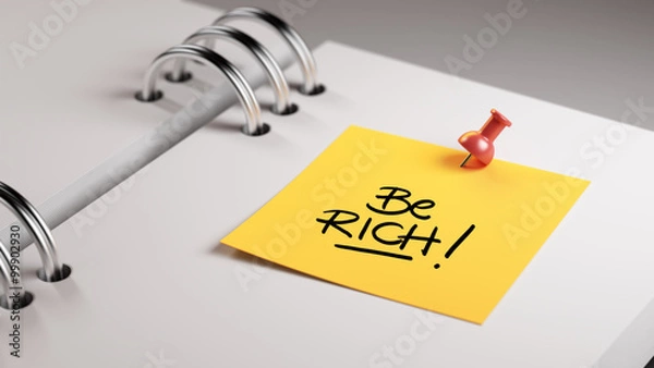 Obraz Closeup Yellow Sticky Note paste it in a notebook setting an app