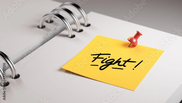 Obraz Closeup Yellow Sticky Note paste it in a notebook setting an app