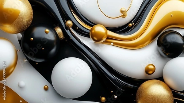 Obraz 3D rendering of gold circular patterns, creating a mesmerizing effect with modern and sleek aesthetics.
