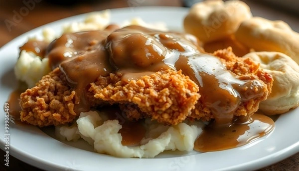 Fototapeta A mouthwatering plate of crispy fried chicken, generative ai