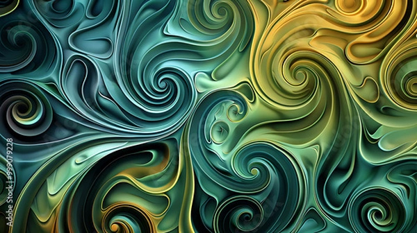 Fototapeta Abstract swirling blue and green pattern.