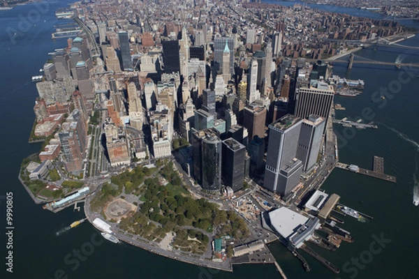 Fototapeta aerial view of lower manhattan at beautiful weather