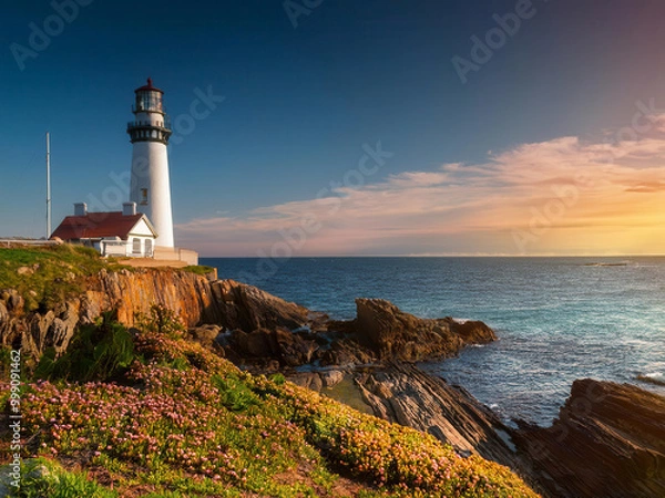 Obraz lighthouse at sunset
