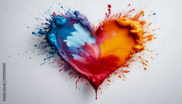 Fototapeta Paint stain in the shape of a multicoloured heart