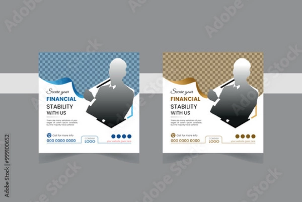 Obraz Modern Business banner for social media posts. Vector design Editable minimal square banner template.