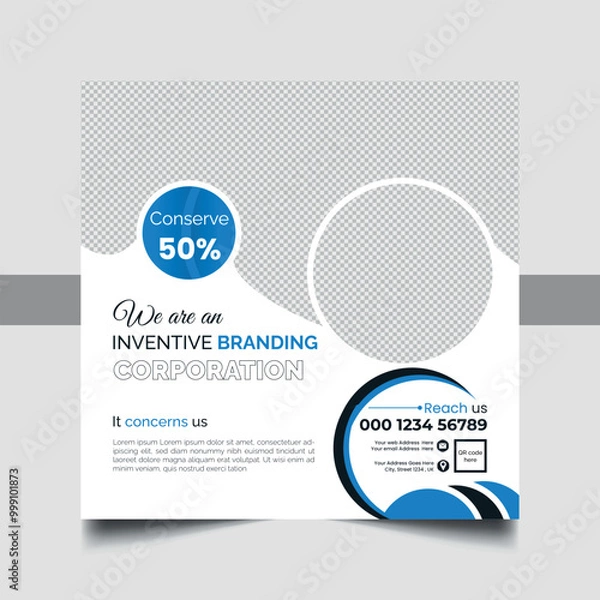 Obraz Modern Business banner for social media posts. Vector design Editable minimal square banner template.