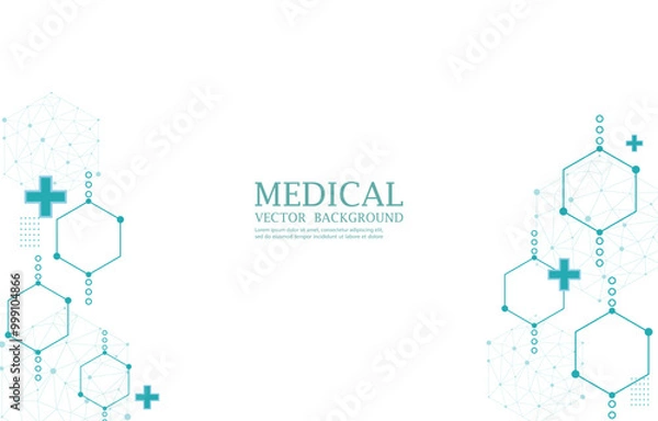 Obraz Geometric haxagon.white medical background.technology medical.