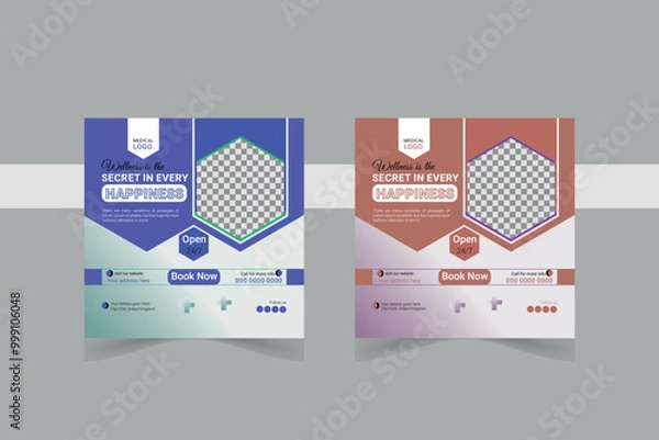 Obraz Modern Business banner for social media posts. Vector design Editable minimal square banner template.