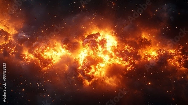 Fototapeta A dramatic and powerful explosion of fire