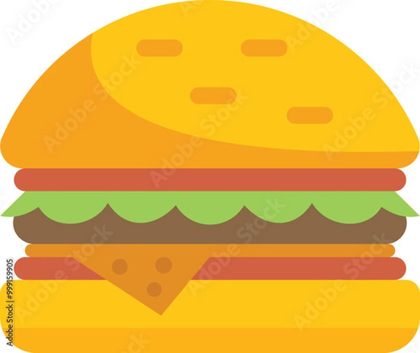 Fototapeta This illustration features a delicious burger with fresh ingredients, perfect for showcasing fast food and snack concepts