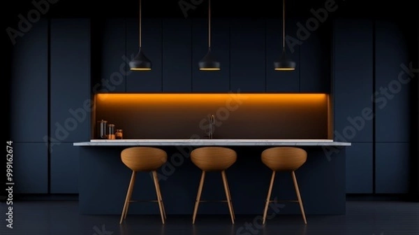 Fototapeta Modern Dark Kitchen Design 