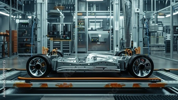 Fototapeta Automotive Industry: Electric Lithium Ion Module Manufacturing