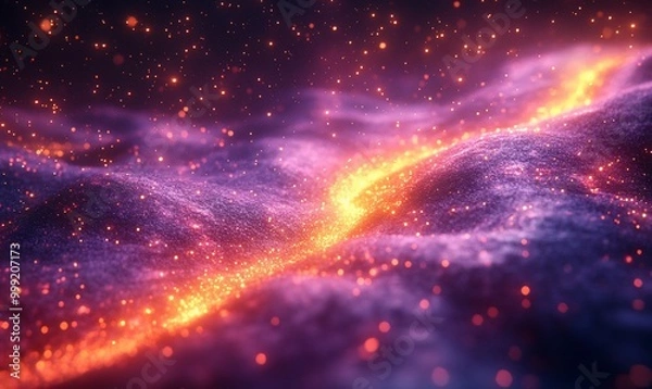 Fototapeta Abstract glowing fiery stream on a textured surface.
