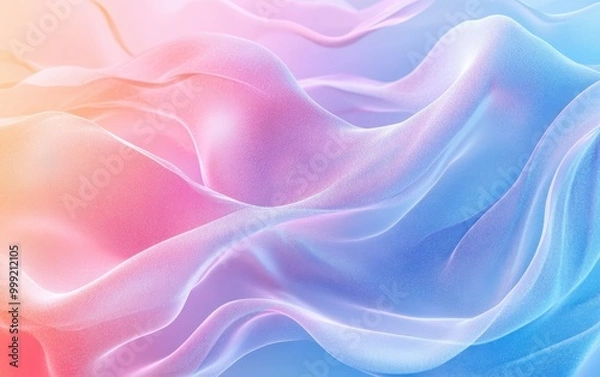 Fototapeta Abstract Pastel Wavy Background with 3D Rendered Light Blue, Pink and Yellow Gradient Mesh