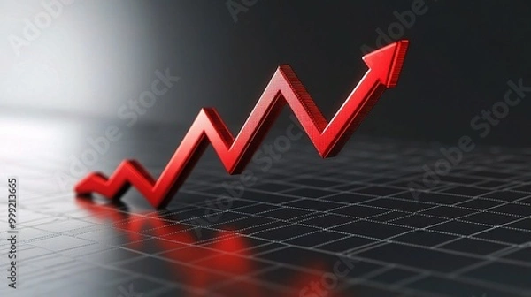 Fototapeta Red Arrow Upward Trend Graph Design