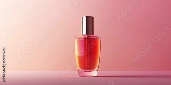 Fototapeta A realistic 3d rendering of a premium facial serum bottle, showcasing its sleek design and vibrant color. The bottle is isolated against a soft backdrop, enhancing its luxurious appeal