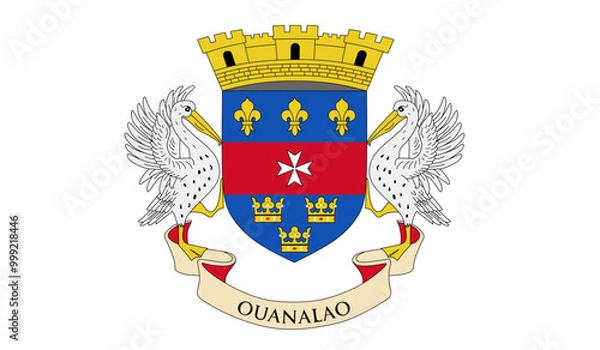 Fototapeta Saint Barthelemy official flag vector with standard size and proportion. National flag emblem with accurate size and colors.