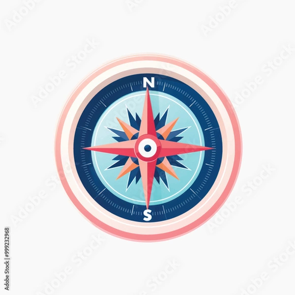 Fototapeta katev6447_vector_flat_illustration_of_compass__minimal__low_det_133fba7b-edbc-4fdc-a166-cbf2c98877cf-p