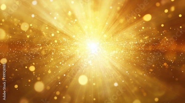 Fototapeta A glowing gold aura background with soft light radiating from the center