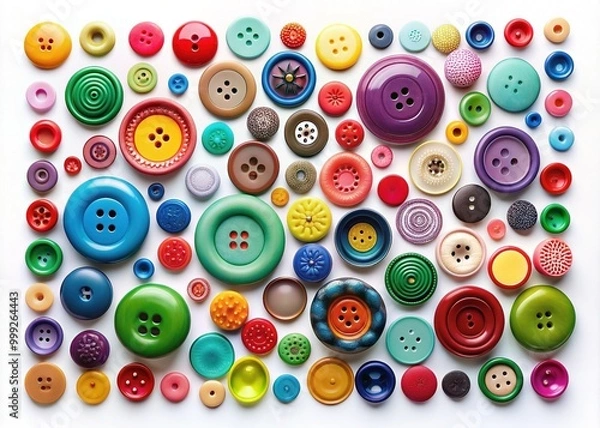 Obraz Colorful, customizable, and modern buttons in various shapes and sizes, arranged on a white background, ready to be edited and used for web design and digital interfaces.