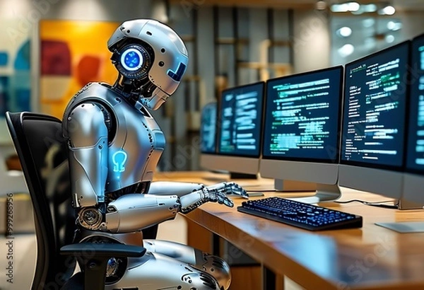 Fototapeta robot tablet