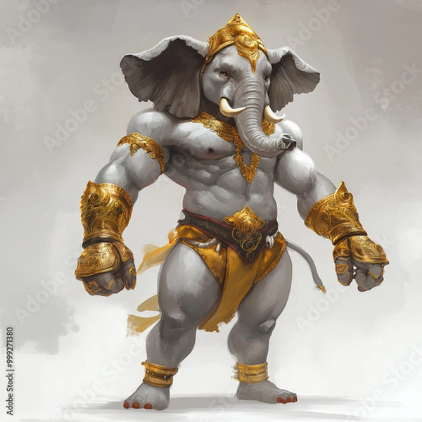 Fototapeta A elephant character for slot game, video game, mobile game, Illustration.