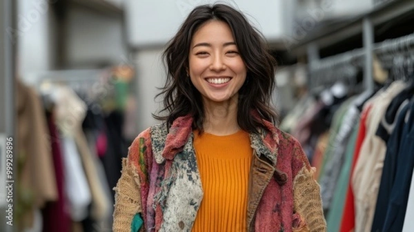 Fototapeta 日本のファッション最先端：春のインフルエンサースタイルを取り入れてトレンドを先導する