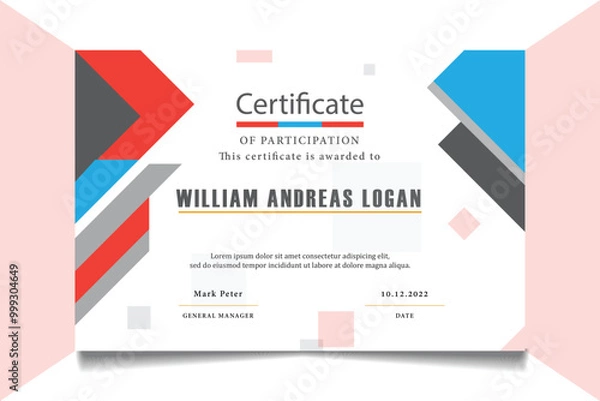 Fototapeta Flat design modern certificate template.eps