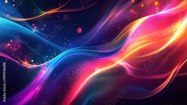 Fototapeta Abstract lively background with vibrant gradients, dynamic curves, and playful light sparkles, perfect for energetic and joyful designs