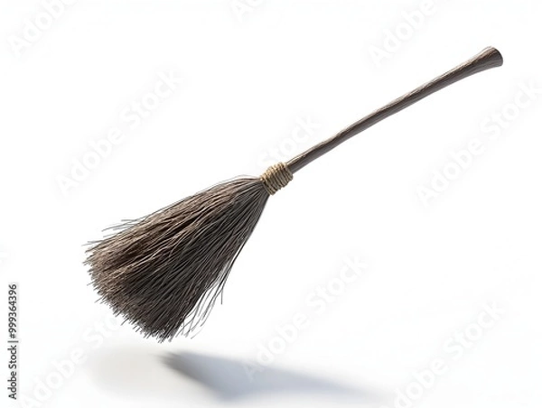 Fototapeta Ethereal Floating Witch s Broomstick Radiating Otherworldly Glow on Stark White Background