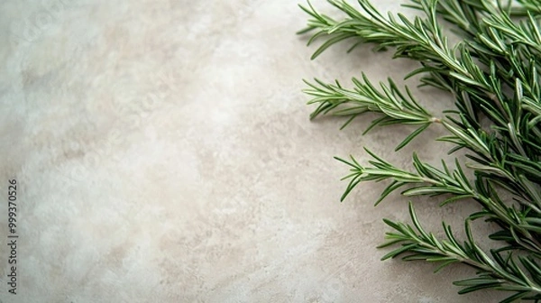 Obraz A stylish herb-themed template showcasing delicate leaves against a gentle backdrop, perfect for food and wellness projects with generous space for text.