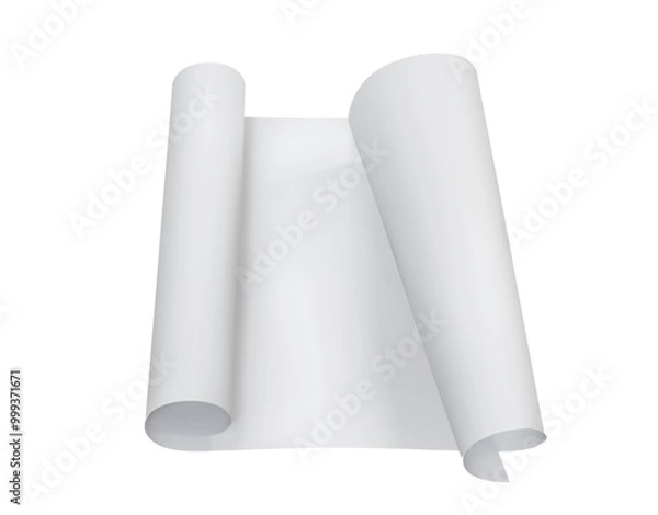 Fototapeta A sheet of paper with rolled edges. Vector illustration