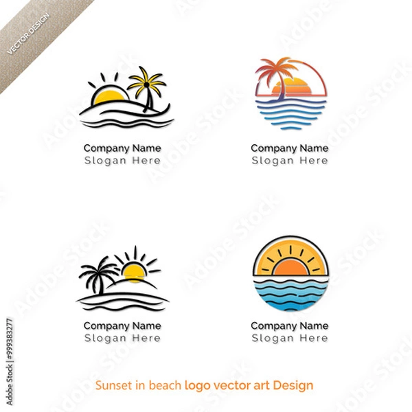 Obraz Beach Sunset Bliss  Logo Vector Art Design