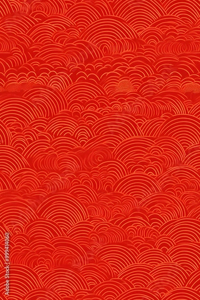 Obraz Chinese New Year background, red pattern with traditional Chinese wave patterns
