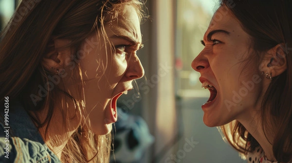 Fototapeta woman arguing with each other, shouting