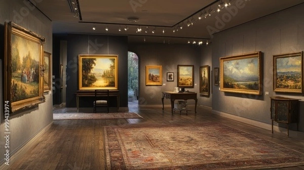 Fototapeta A curated art gallery room within a home