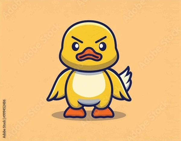 Fototapeta Cute duck mascot with angry expression vector