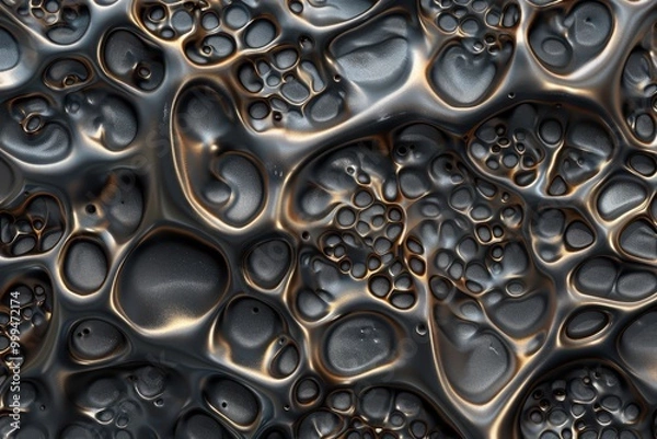 Obraz Elegant metallic textures featuring intricate designs, reflecting light beautifully, showcasing a blend of artistry and modern aesthetics in a captivating composition.