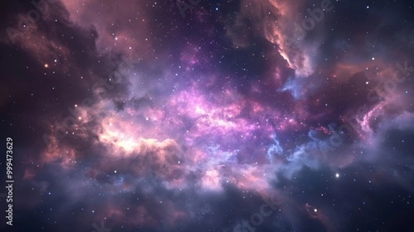 Fototapeta Equirectangular Nebula Sphere, a vibrant and immersive cosmic background showcasing a stunning nebula filled with stars, perfect for creating expansive space environments.