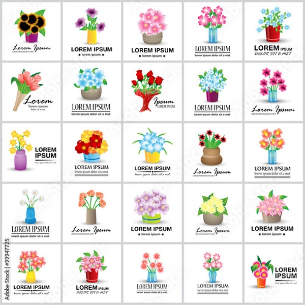 Obraz Bouquet Icons Set - Isolated On White Background - Vector Illustration, Graphic Design, Editable For Your Design