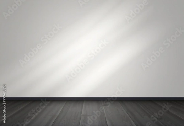 Obraz Empty room with white wall and dark wooden floor.