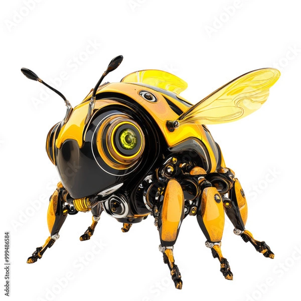 Fototapeta Robotic bee on transparent background