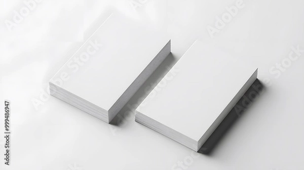Fototapeta Two white US business card Mockup on white background 3D rendering. 