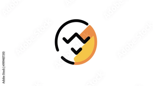 Fototapeta Modern Abstract Trendy Thin Line Icon with Minimalist Geometric Shapes and Bold Colors for Creative Design and Branding