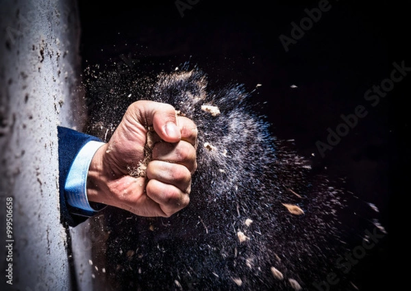 Obraz 壁を打ち破るビジネスマンの拳