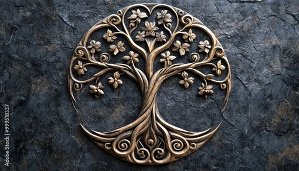 Obraz Celtic Tree of Life Emblem, intricate design symbolizing interconnectedness and the cycle of existence, rich in cultural heritage and meaning